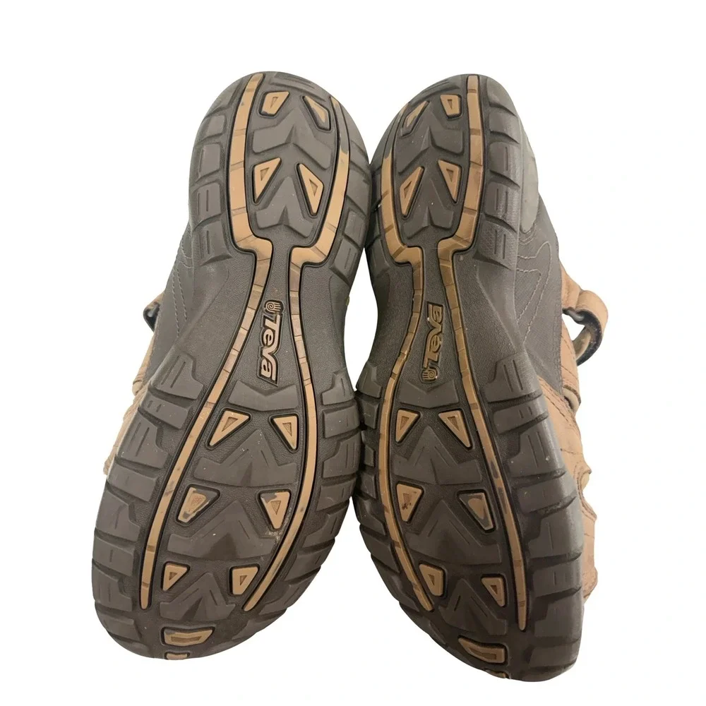 Teva Leather Forebay Sport Sandals Brown Adjustable‎ Outdoor Hiking Men's 10